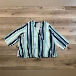 New Directions Chiffon Wrap-Style Too Size 3X  Stripes